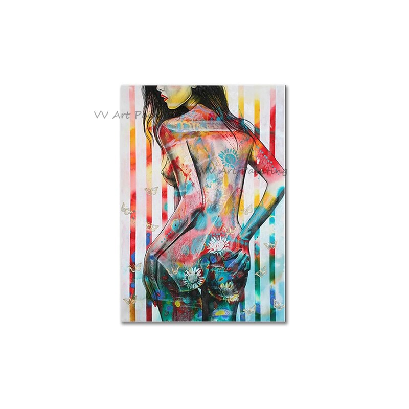 Nude Woman 100% Handpainted Portrait Oil Painting On Canvas Figure Oil Painting Home Palette Wall Decor Colorful Mural Picture
